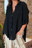 Made in Italy Pia Pillow Cotton Embroidered Tile Classic Shirt Black 